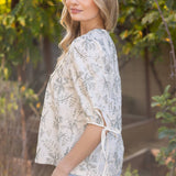 Luann Floral Embroidery Pintuck Detail Top