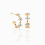 Delicate Gold Blue Flower Hoop Earrings