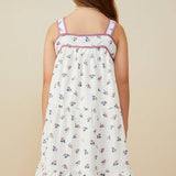 Girls Contrast Piped Ditsy Floral Tank Dress | Off White