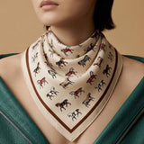 Equestrian Horse Print Satin Square Scarf: Multiple Colors