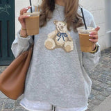 Slouchy Teddy Bear Graphic Cozy Sweater