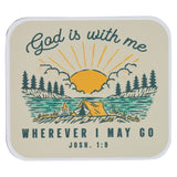 Cream Camping God is With Me Magnet
