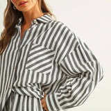 Striped Button Striped Linen Set