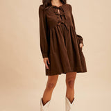 Bow Tie Corduroy Mini Dress
