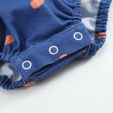 Blue Pumpkin Print Knit Smocked Romper