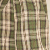 Suede Accent Banded Crinkled Plaid Top