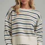 Multi Color Stripe Basic Casual Daily Sweater Top