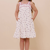 Girls Contrast Piped Ditsy Floral Tank Dress | Off White