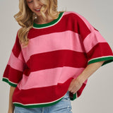 Christi Wide Stripe Loose Fit Sweater Top