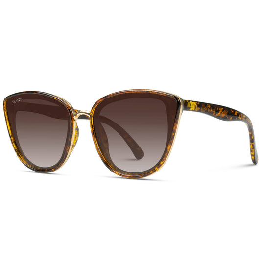 Aria Full Flat Lens Mirrored Cateye Sunglasses | Tortoise Frame/Brown Lens