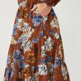 Womens Romantic Floral Puff Sleeve Dress