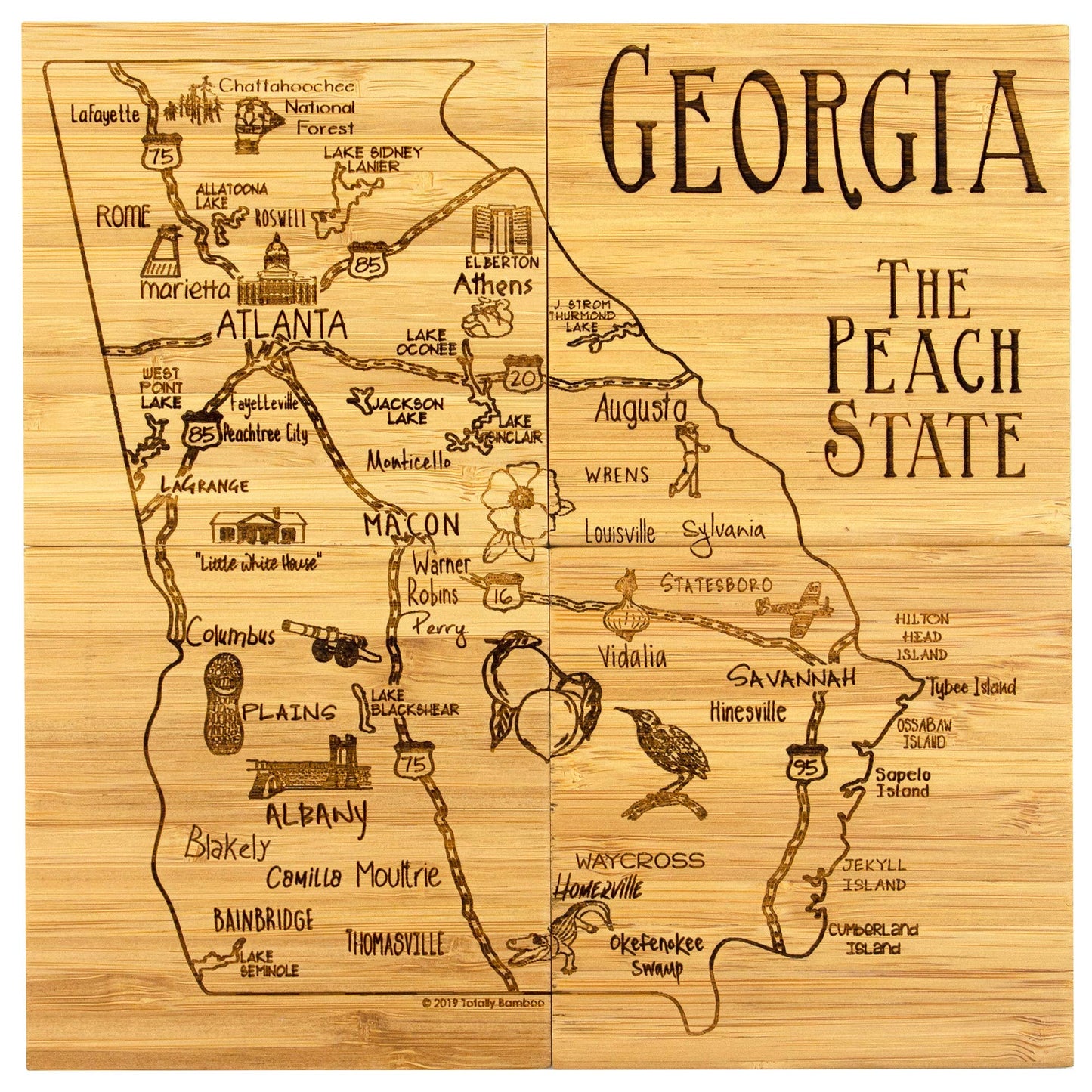 Georgia Puzzle 4-Pc. Coaster Set with Case