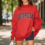GEORGIA & GA Print Reversible Mockneck Sweatshirt | Red