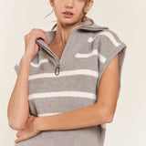 Gray Striped Sweater Vest