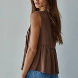 Knit Rayon Spandex Jersey Round Neck Sleeveless Top