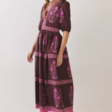 Floral Border Print Midi Dress