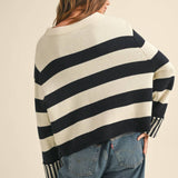 Black & White Striped Sweater Top
