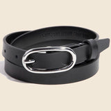 Long Oval Buckle Leather Belt