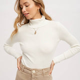 Essential Rib Turtle Neck Pullover | Cream