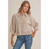 Emily Ruffle Hem Button Down Shirt