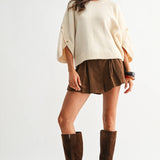 Button Sleeve Knit Pullover