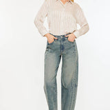 High Rise Slim Barrel Fit Jeans