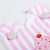 Pink Stripe Cupcake Applique Top & Bloomer Set