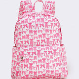 Bow Print Girls Canvas Backpack