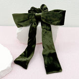 Olive Velvet Bow Scrunchie