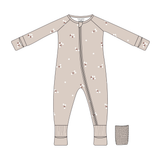 Bamboo 2-Way Convertible Zip Romper | Mocha Bloom