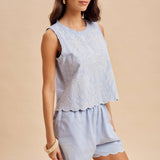 Embroidered Tank + Shorts Set | Blue Aura