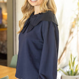 Tammy Wide Flat Bow Collar Blouse