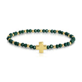 Assorted 4mm Crystal Stretch Bracelets with Single Cross