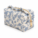 French Toile Ruffle Cosmetic Case: Multiple Colors
