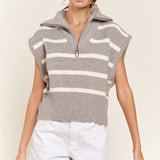 Gray Striped Sweater Vest