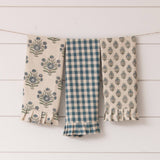 Blue Block Print Silhouette Tea Towels