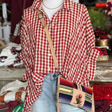 Plaid Print Button Up Oversize Blouse Shirt | Multiple Colors