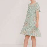 Girls Floral Patchwork Print Flutter Sleeve Dress | Sage