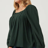 Square Neck Box Pleat Detail Top