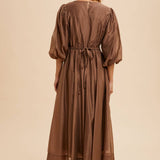 Tencel Fit and Flare Puff Sleeve Dress