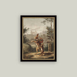 Traveling Rabbit Framed Antique Art