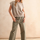 Loose Fit Short Sleeve Sweater Top