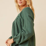 Square Neck Box Pleat Detail Top