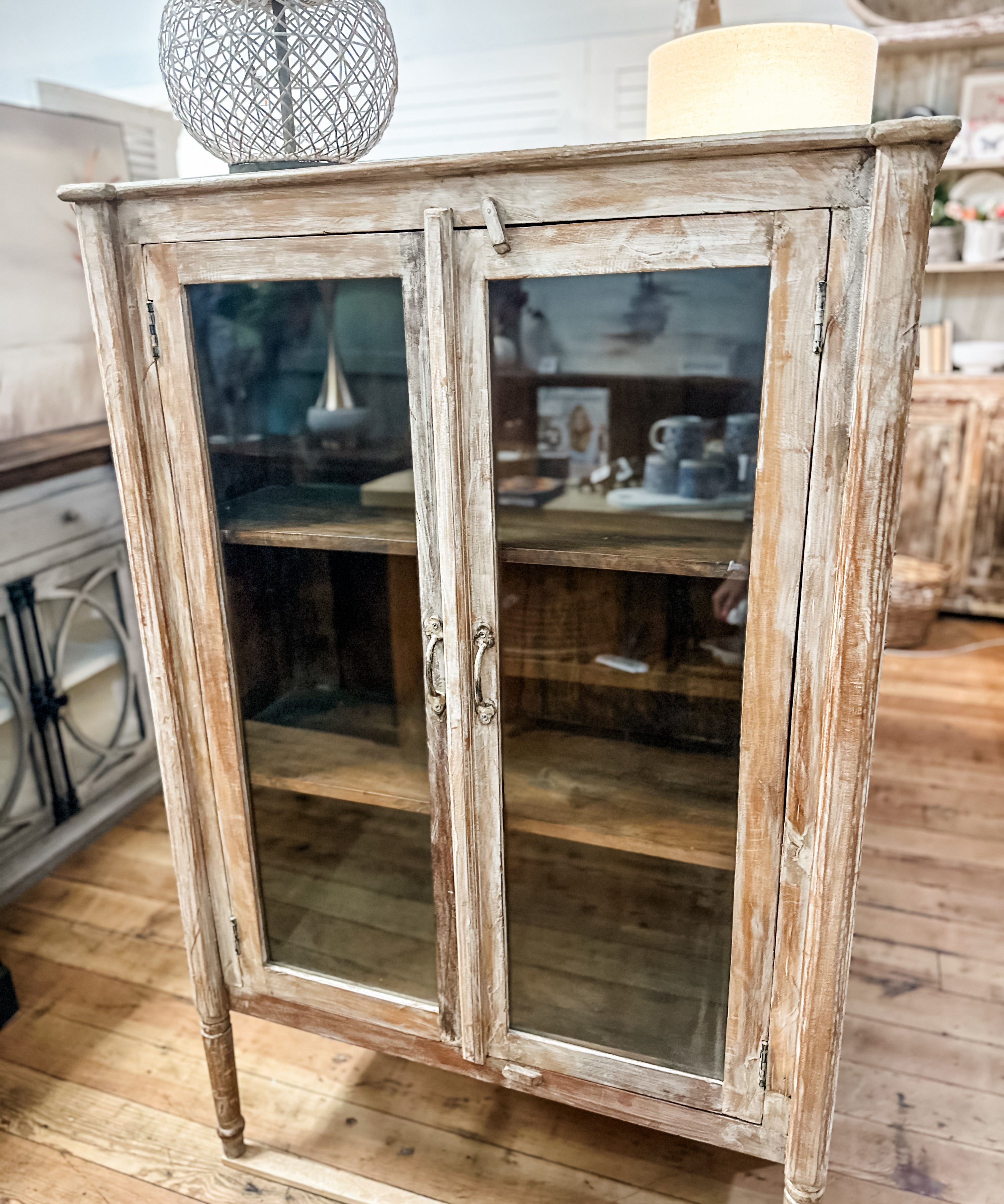 Silas Natural Wood Glass Cabinet