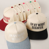 On My Worst Behavior Trucker Hat | Black