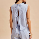 Embroidered Tank + Shorts Set | Blue Aura
