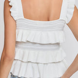 Red Ruffled Knit Sleeveless Top