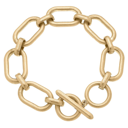 Emma Linked Chain Toggle Bracelet in Worn Gold
