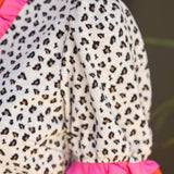 Zelly Double Contrast Ruffle Detailed Animal Printed Knit Blouse