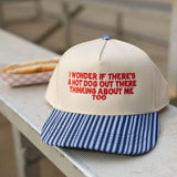 I Wonder If There's A Hot Dog Out There Thinking About Me Blue Striped Hat